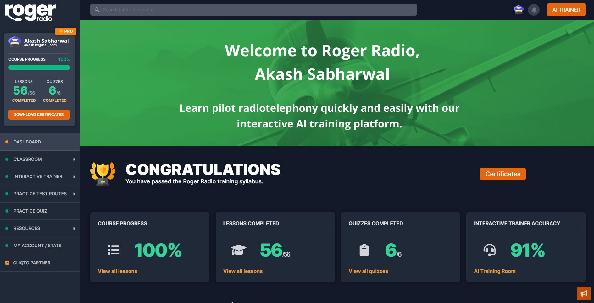 Roger Radio Training for Pilots